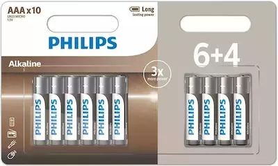 Μπαταρίες Αλκαλικές Philips ΑΑA (6+4 τεμ.)